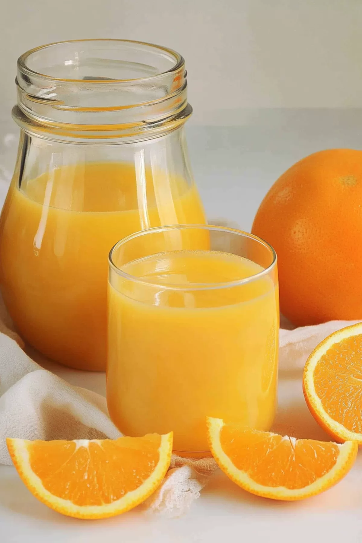 Refreshing orange-flavored beverage in a jar, perfect for sipping on a warm day.