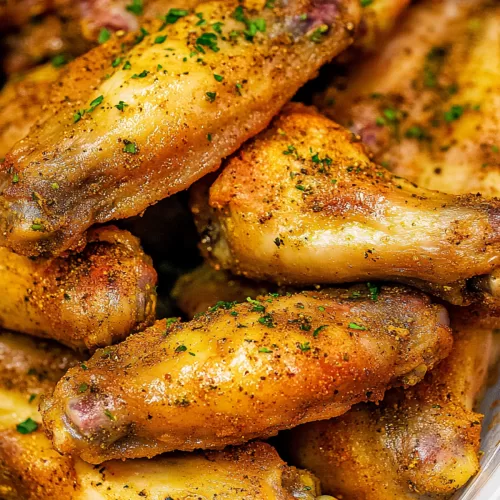 A turkey wing on a plate, showing its crispy skin and juicy interior.