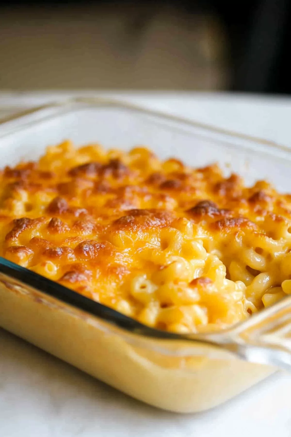 A serving of baked pasta featuring perfectly cooked noodles and a crispy crust.