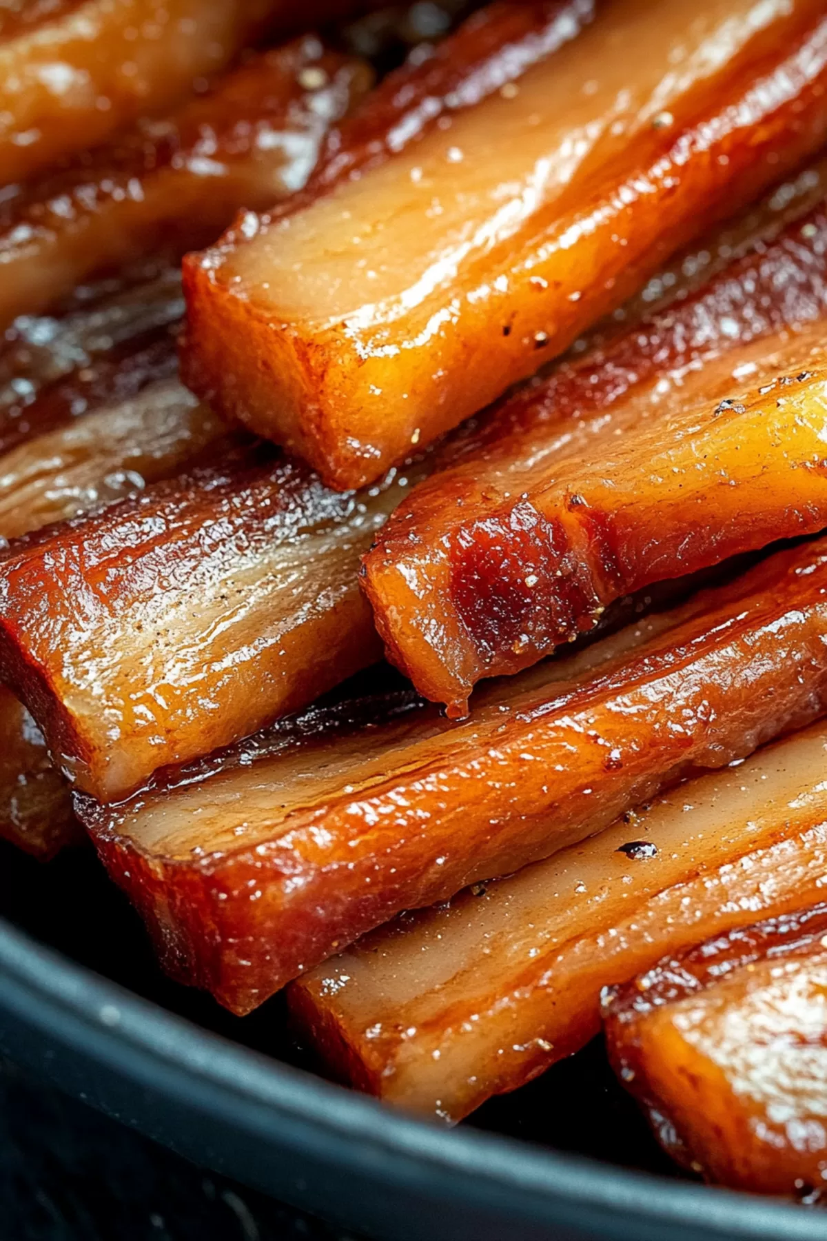 Close-up of tender, caramelized meat with a perfectly seared crust.