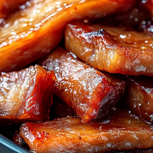 Juicy pork slices arranged with a side of dipping sauce and fresh herbs.