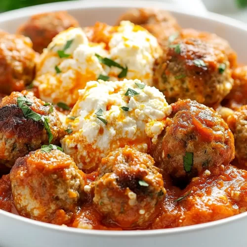 Close-up of juicy meatballs with a golden-brown finish.