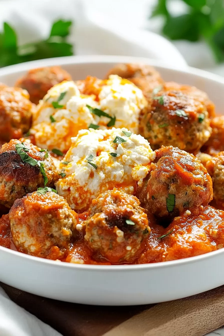 Close-up of juicy meatballs with a golden-brown finish.