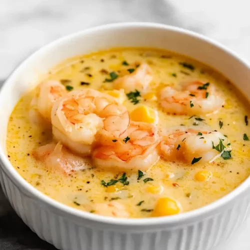 A cozy dining setup with a bowl of warm soup, crusty bread on the side, and a sprinkle of herbs on top.