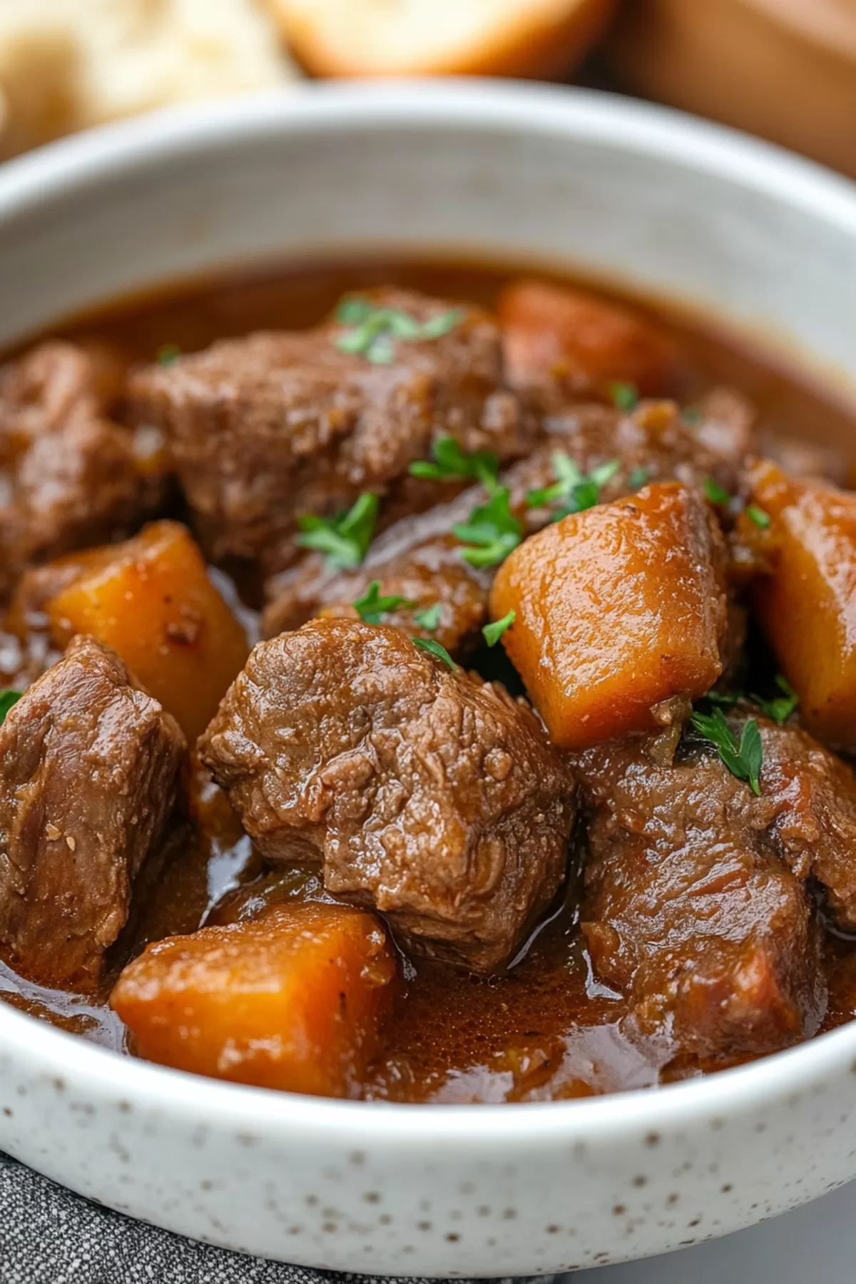 Chunks of meat and vegetables simmered to perfection in a flavorful broth.