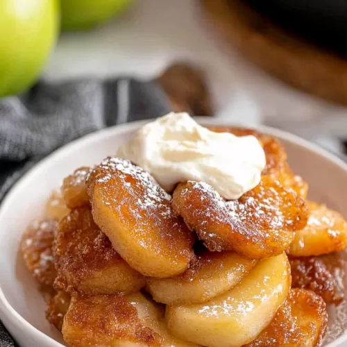 Bowl of sweet fried apples, showcasing the rich, syrupy glaze and warm spices.