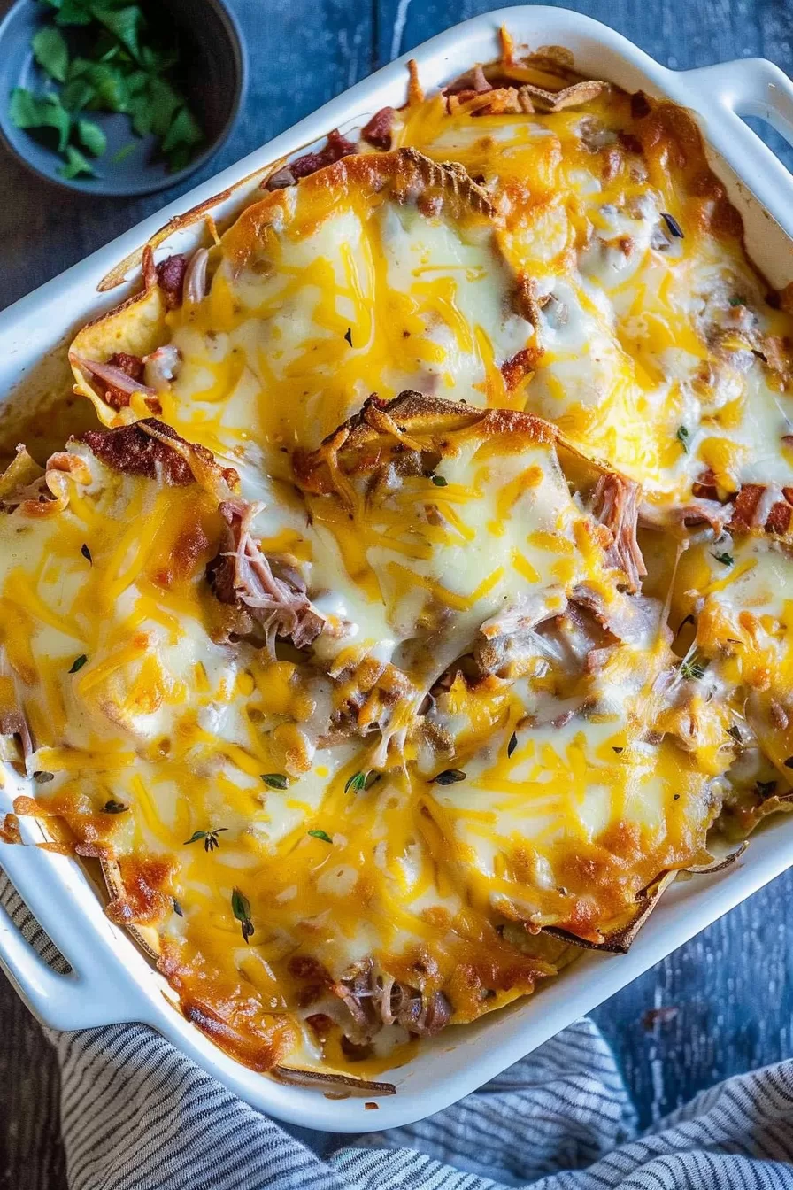 Spicy Pulled Pork King Ranch Casserole