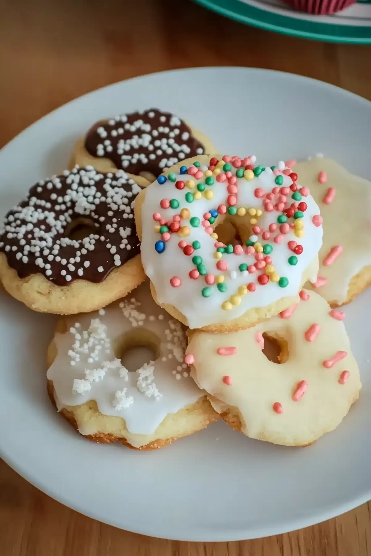 A variety of delicately crafted cookies displayed on a white plate, ready for serving.