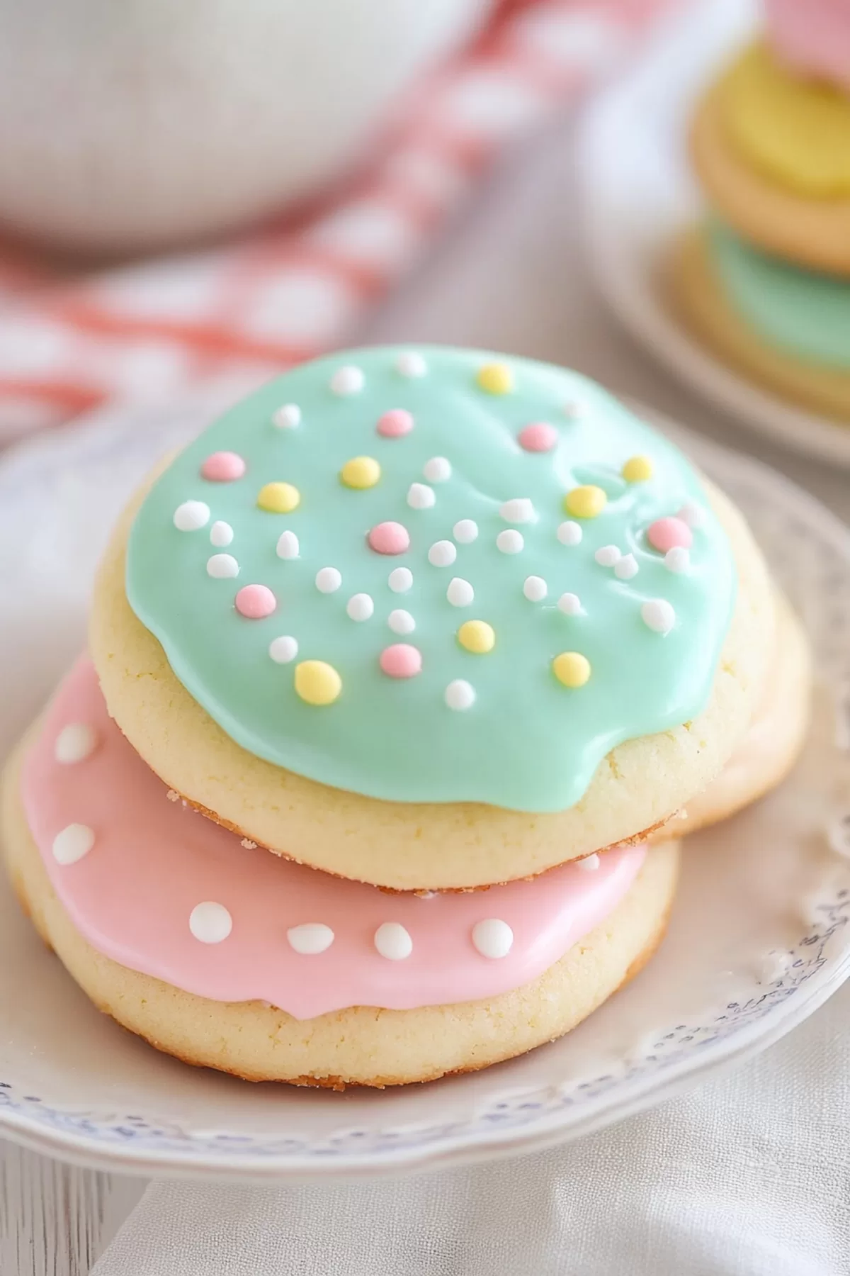 Cookies with colorful icing decorations, dried to a smooth, hard finish.