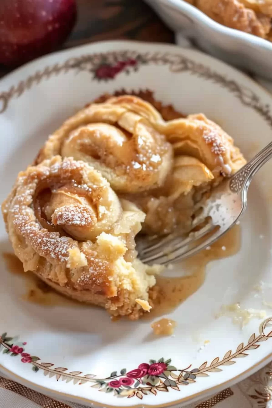 Freshly baked apple pinwheels, showing caramelized edges.