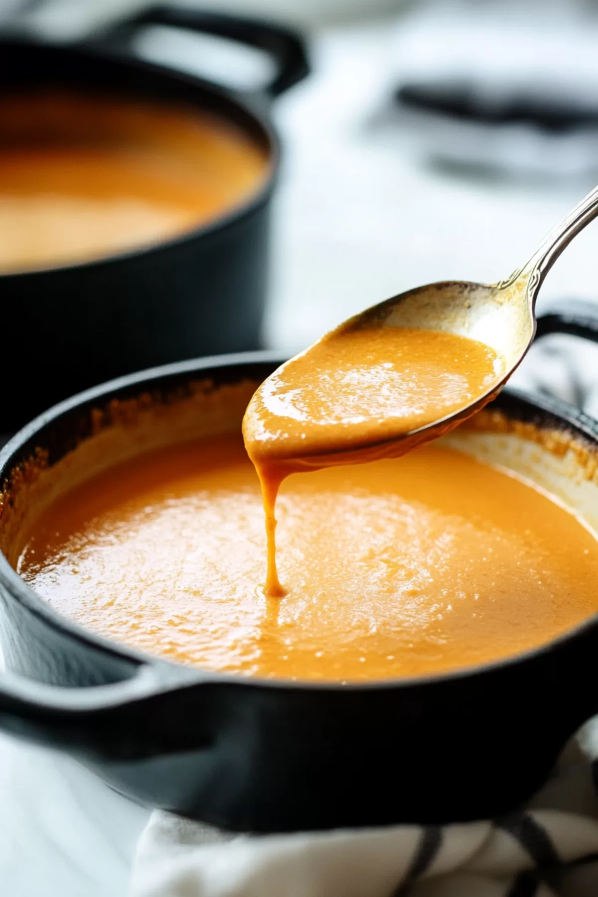 A rustic bowl of bisque showcasing its smooth texture and vibrant color.