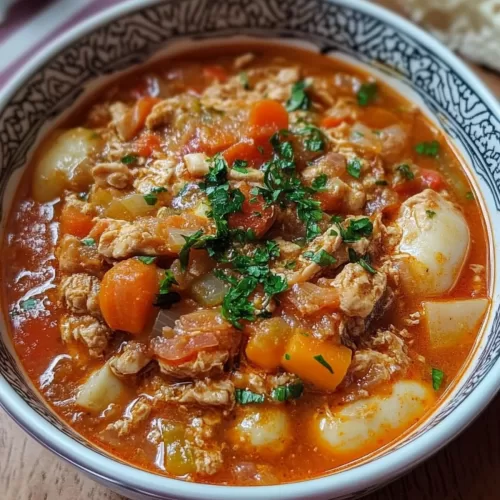 A comforting bowl of Turkish-inspired stew served with a side of fluffy rice.