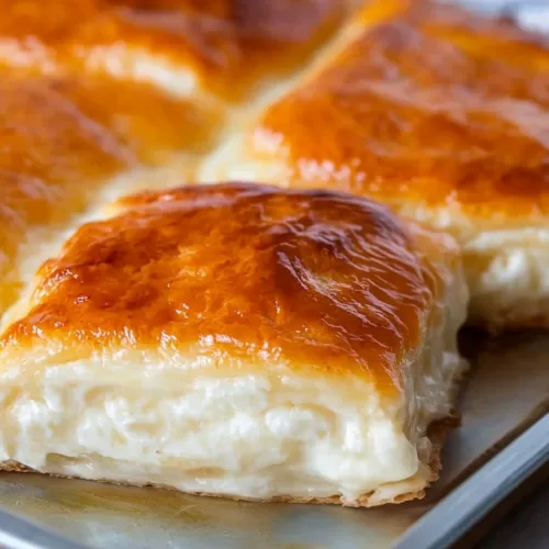 A plate showcasing freshly baked Breakfast Cheese Danish, highlighting the smooth and luscious cream cheese filling.