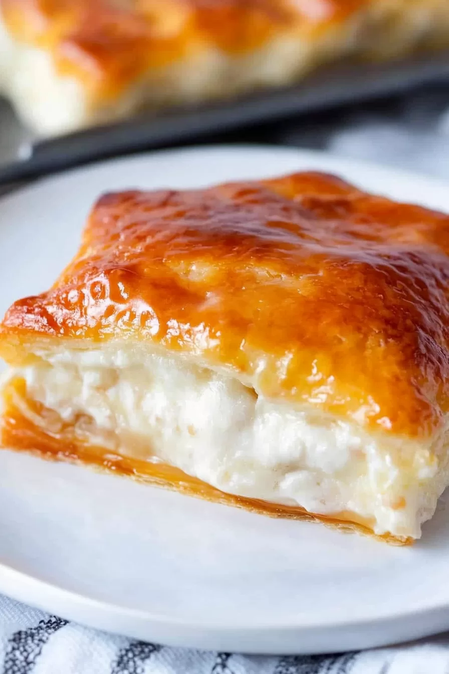 A single Breakfast Cheese Danish with a bite taken out, revealing the soft, creamy interior against the crisp pastry.