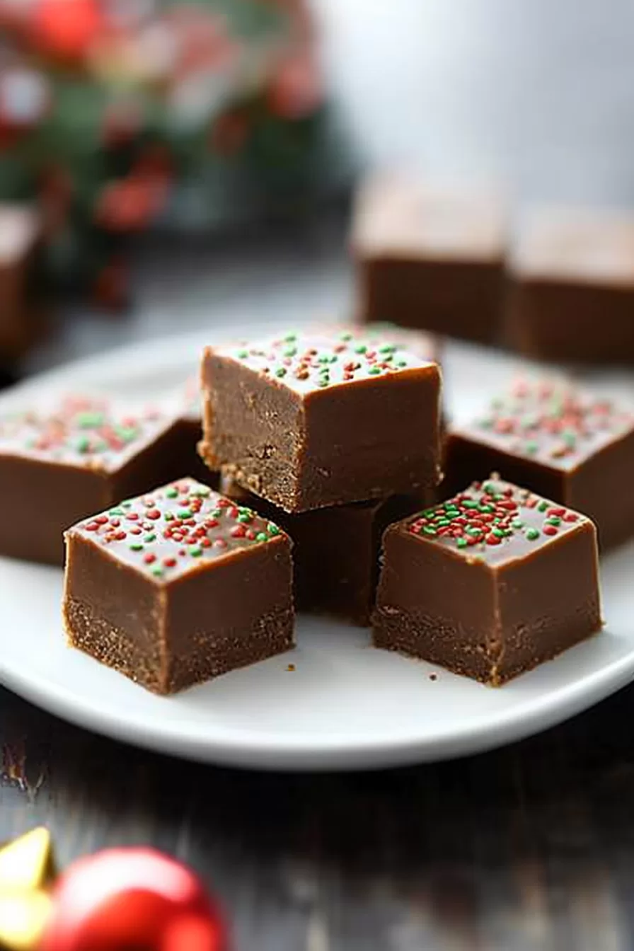 Delicious gingerbread fudge with vibrant sprinkles, perfect for a holiday dessert or edible gift.