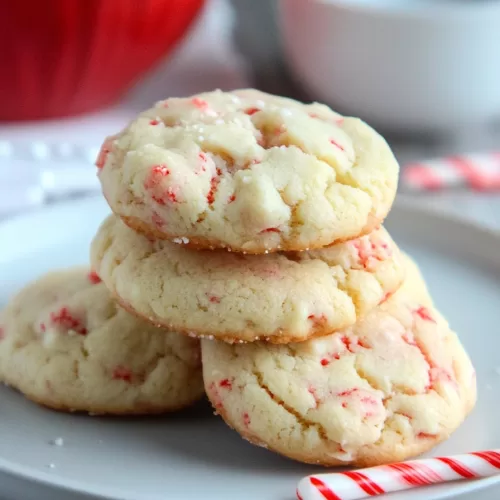 Chewy peppermint cookies with a hint of creamy cheesecake flavor, surrounded by holiday decor.