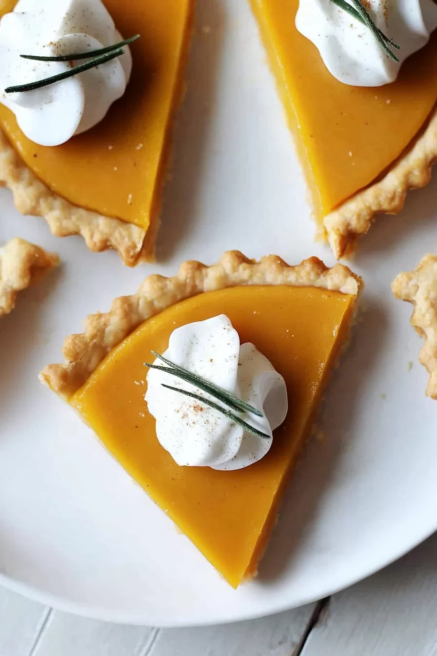 Individual servings of pumpkin-inspired cheese and crackers, styled with herb garnish on a plate.