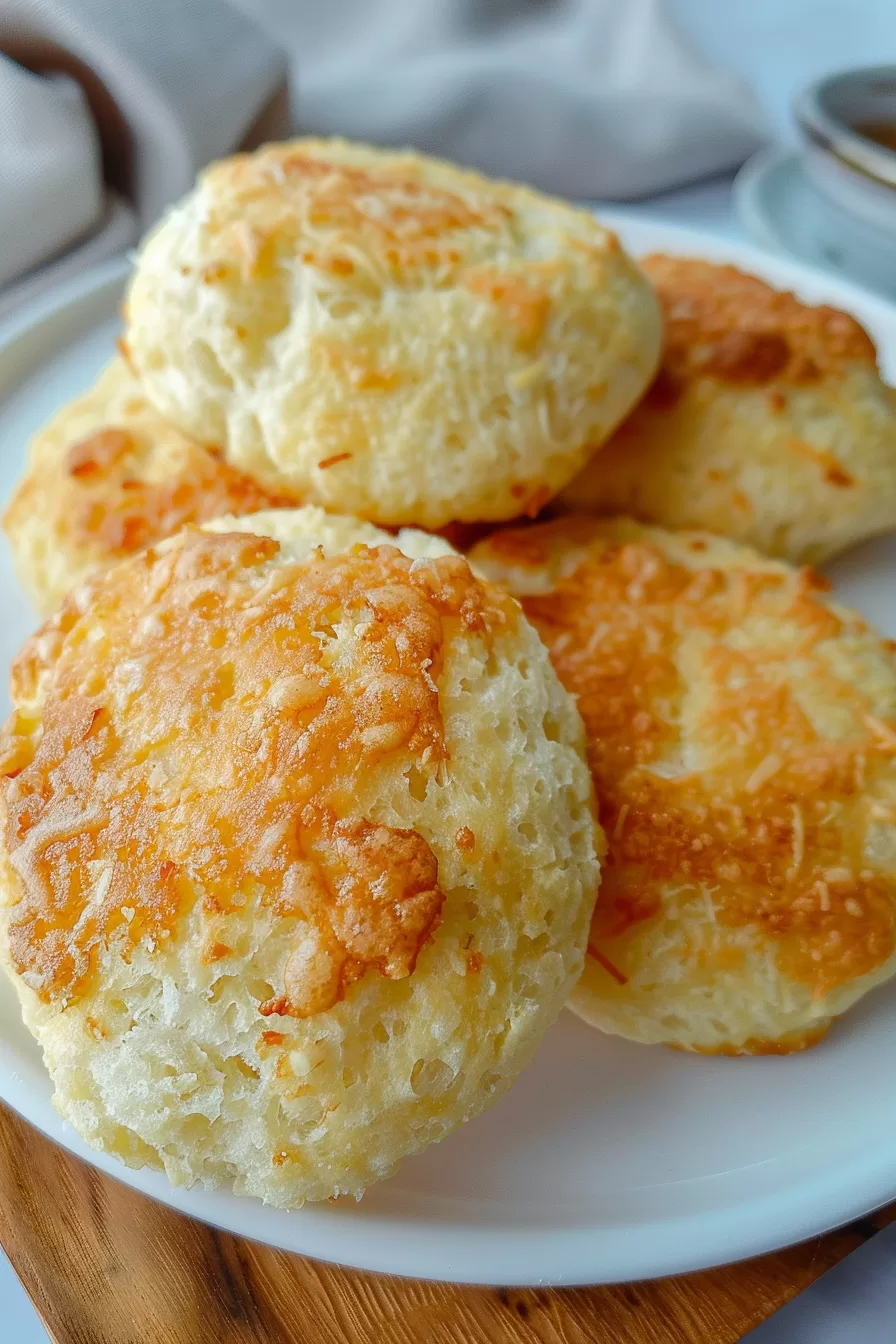 Close-up of fluffy cheese buns with a melted cheese crust, served on a neutral background.