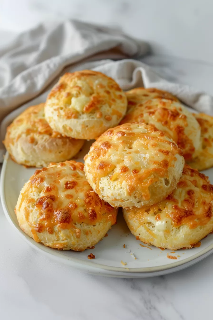 Cheese buns with a golden, bubbly cheese top, ready to be served and enjoyed.