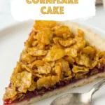 Cornflake cake slice with text overlay reading the best and easy cornflake cake