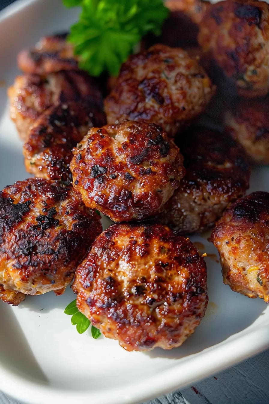 Moist and flavorful potato meatballs glistening under natural light, served as a hearty dish.