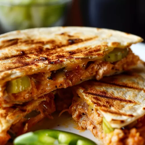 A crispy tuna melt wrap oozing with cheese, layered with shredded tuna and vibrant green peppers, perfect for lunch.