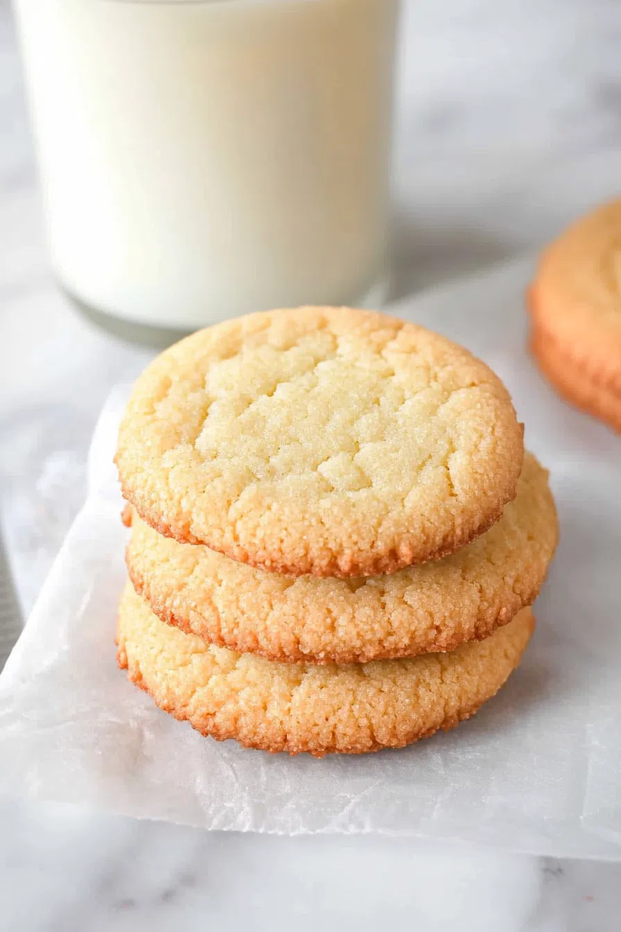Several cookies neatly lined up on parchment paper, ready to serve.