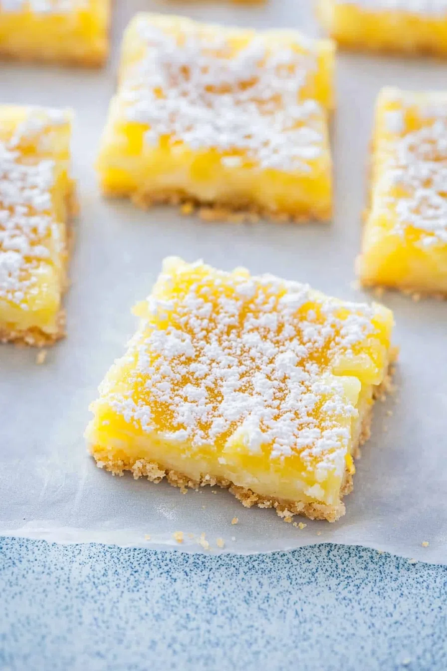 Sweet, delicate squares topped with a light dusting of sugar.