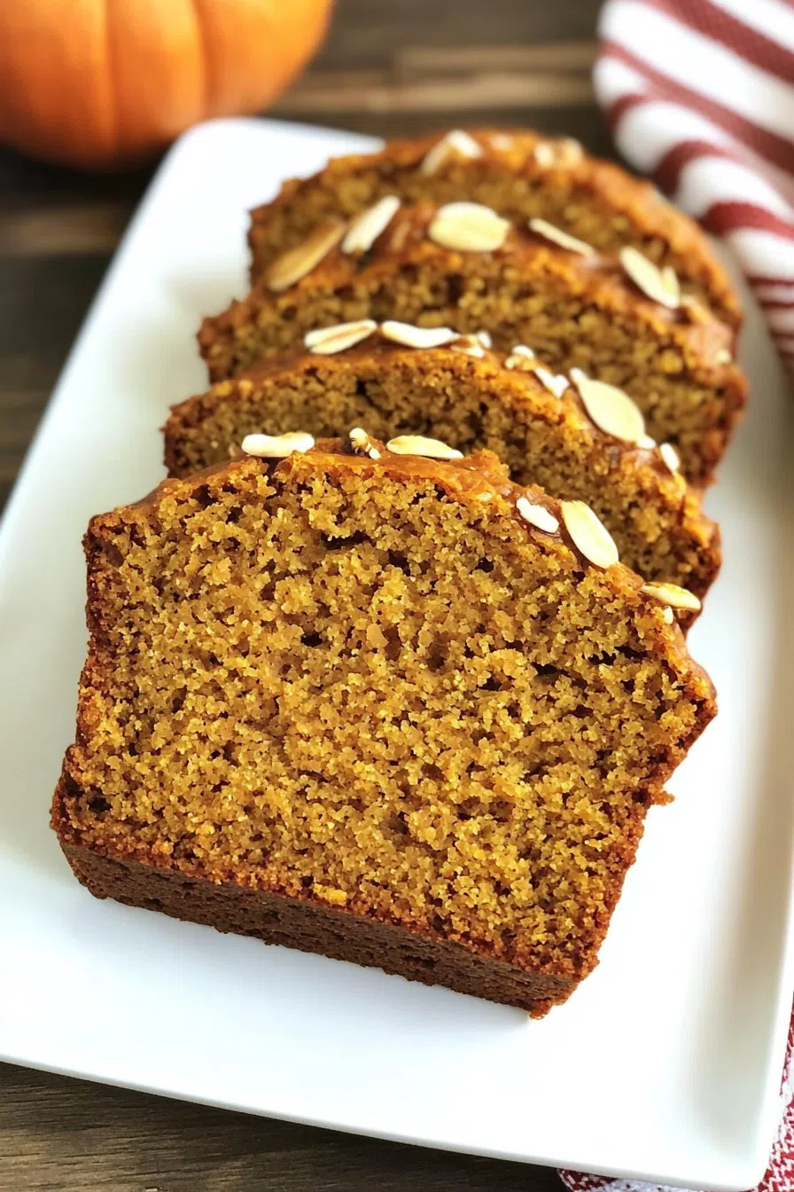 Overhead shot of acorn squash bread slices arranged in a neat row, showcasing their texture.