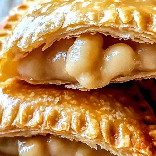 Close-up of a fried pie with a warm, gooey filling oozing out.