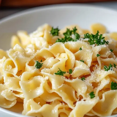 A comforting bowl of Amish noodles, showcasing their rich texture and vibrant color.