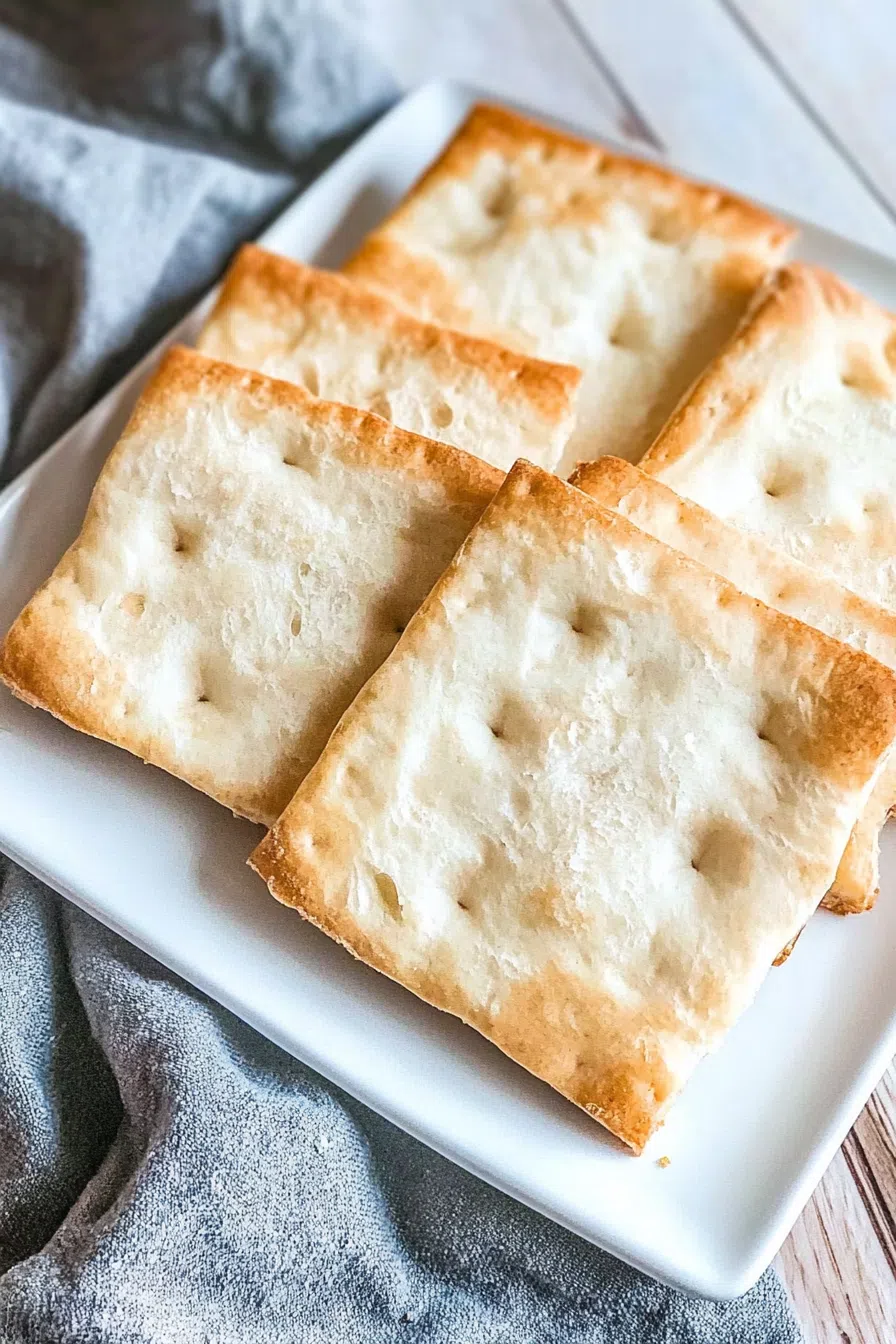 Homemade bread squares with a rustic look, resting on a soft gray cloth.