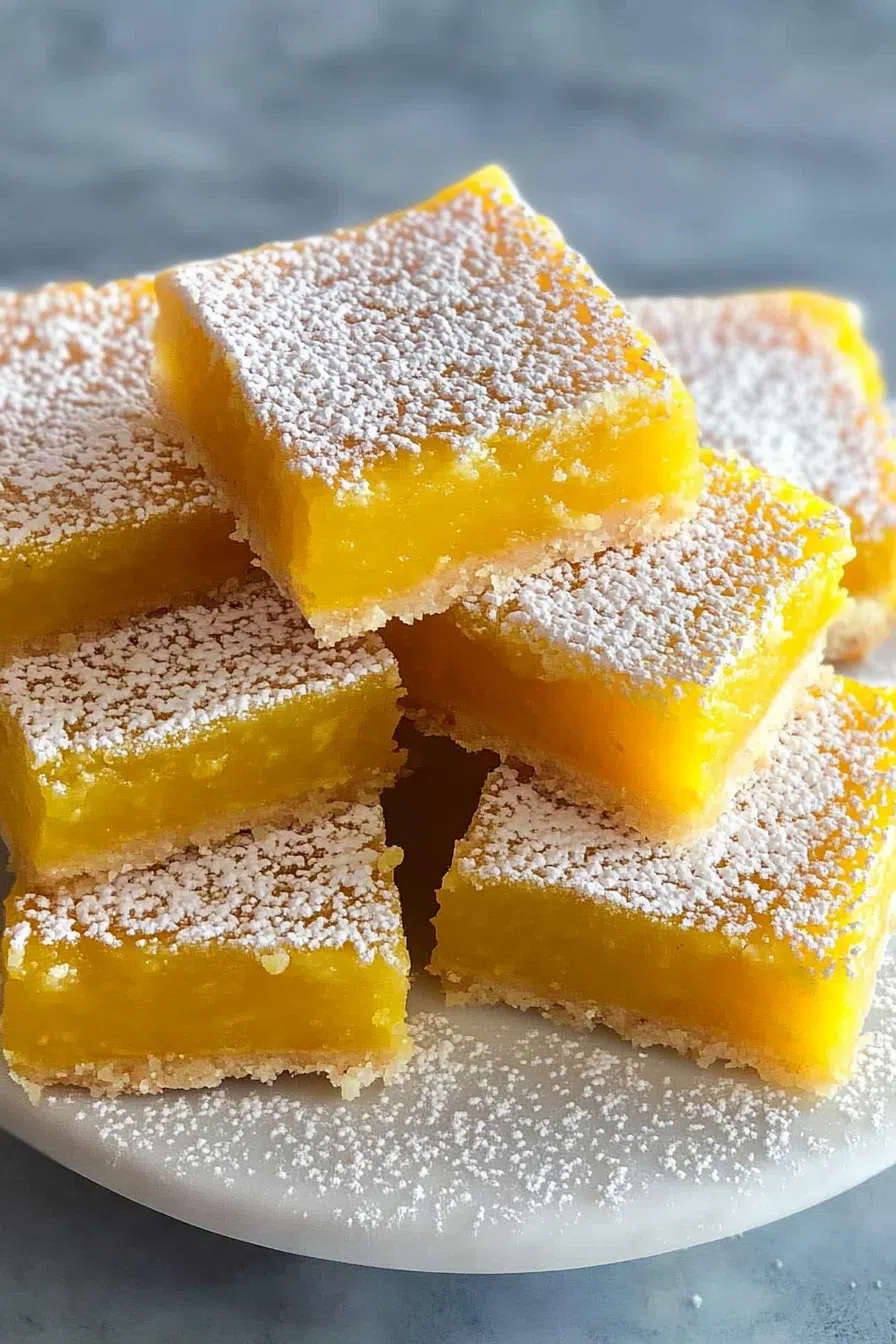 Stacked dessert bars showcasing a smooth, custard-like filling.