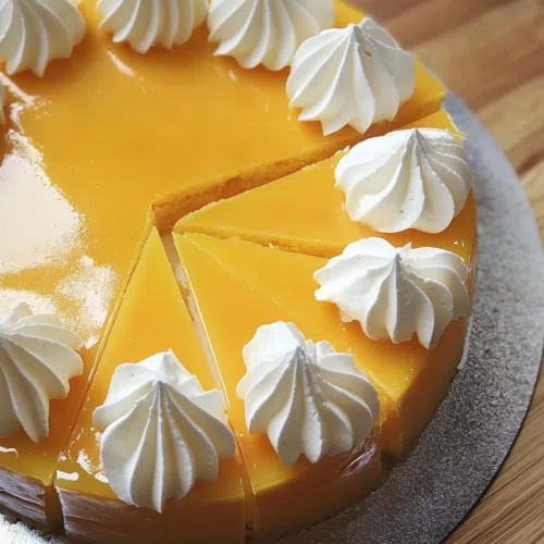 A rich and fluffy layered treat with a bright, fruity glaze.