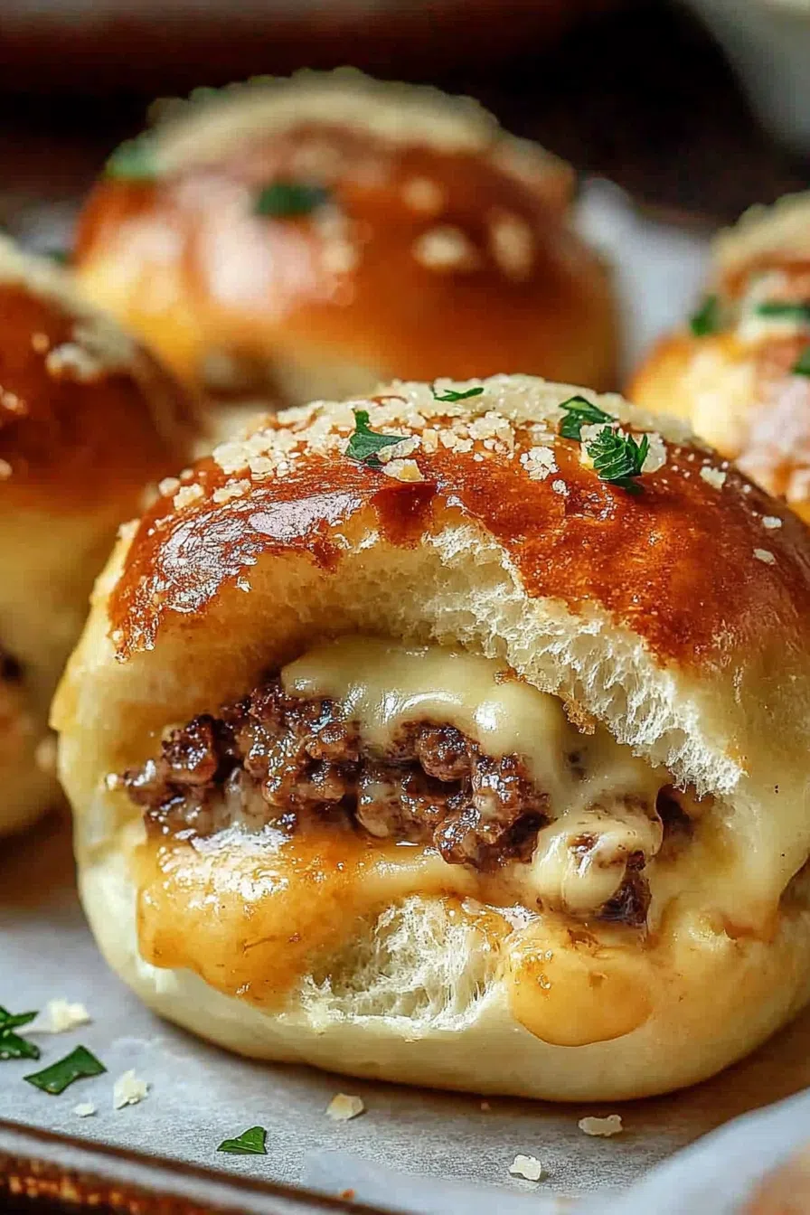 Plate of stuffed dough balls with a cheesy, bacon-filled center.