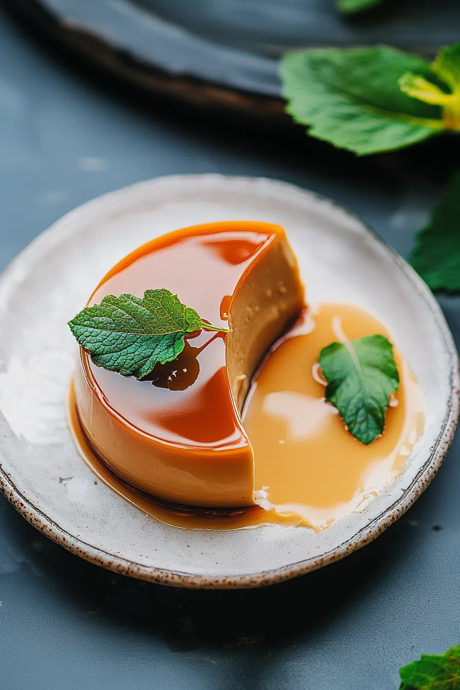 A flan with a rich caramel top and creamy texture.