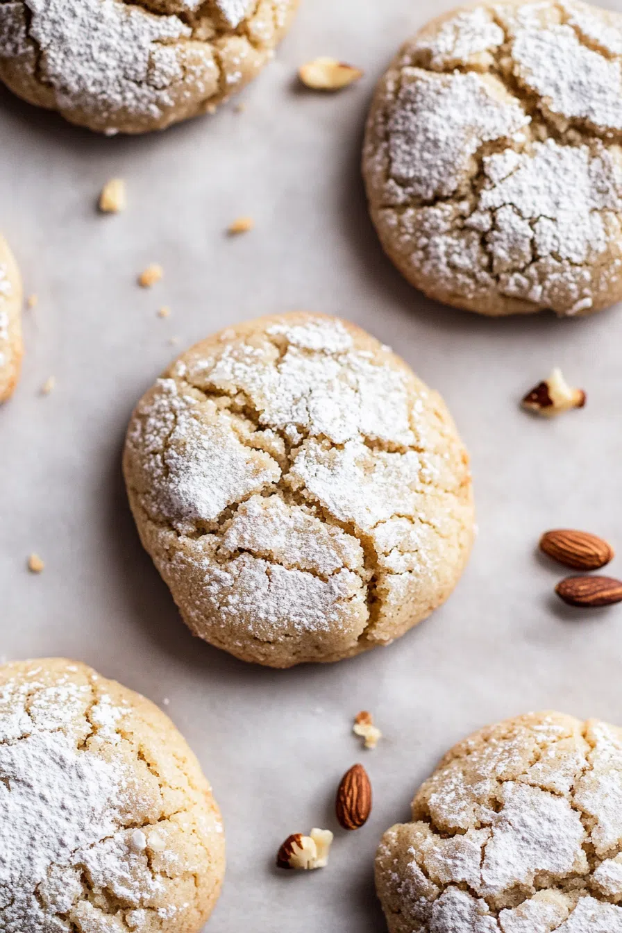 Close-up of a cracked cookie revealing a soft, spiced interior.