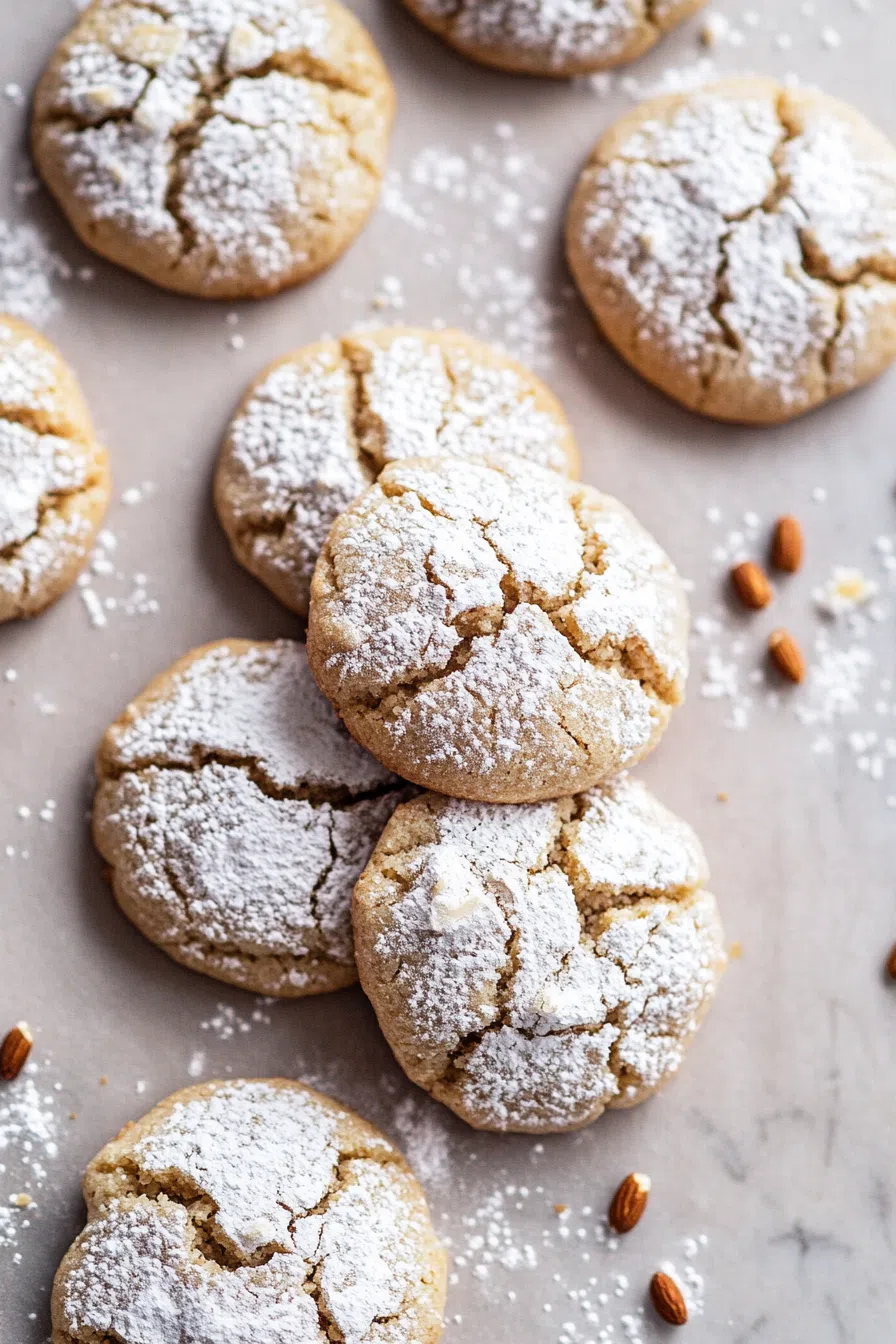 A cookie broken in half, showing its chewy center and crisp edges.