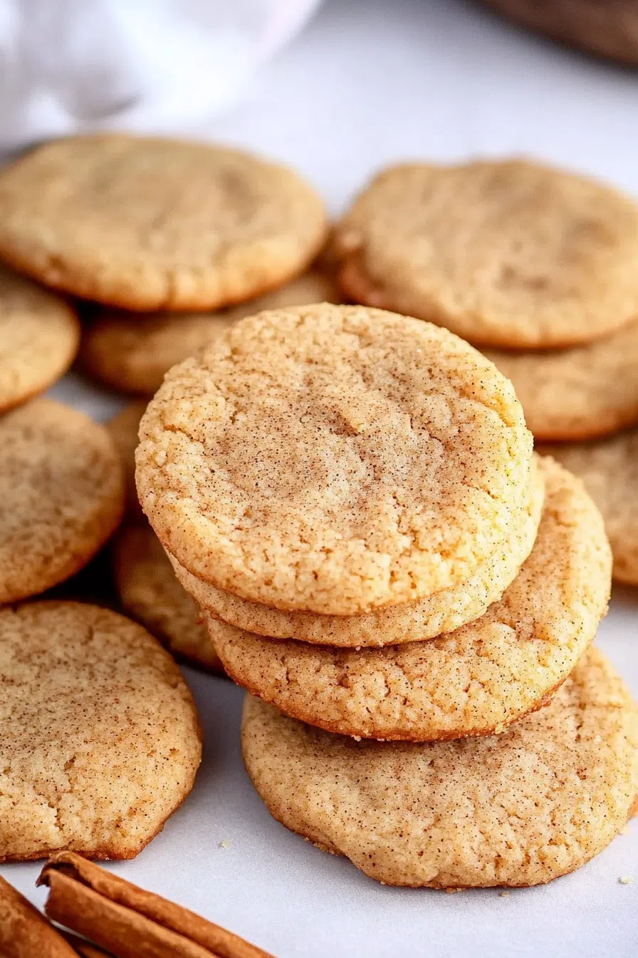 A baking sheet lined with parchment paper, filled with warm cookies fresh from the oven.