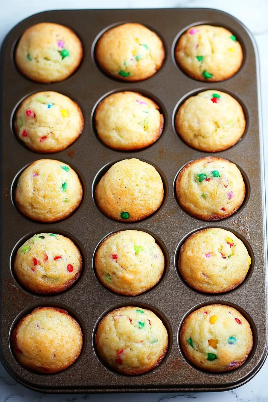 Close-up of freshly baked mini muffins.