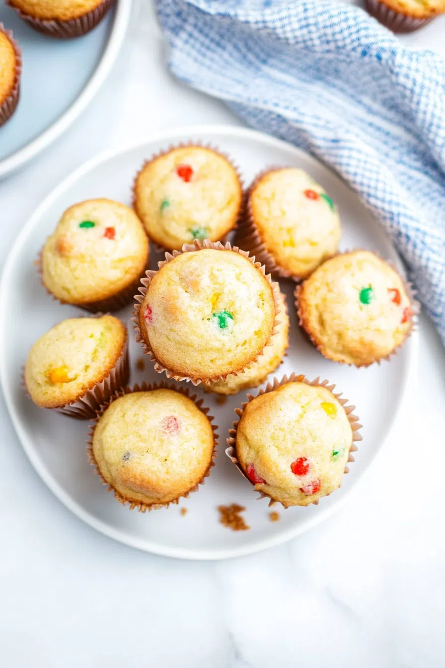 A plate of bite-sized golden muffins.