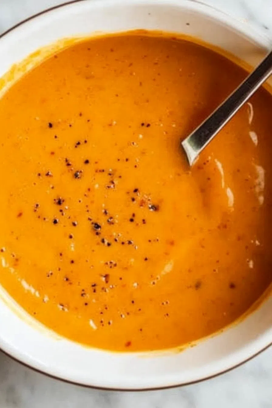 Close-up of thick and velvety pepper sauce garnished with freshly cracked pepper.