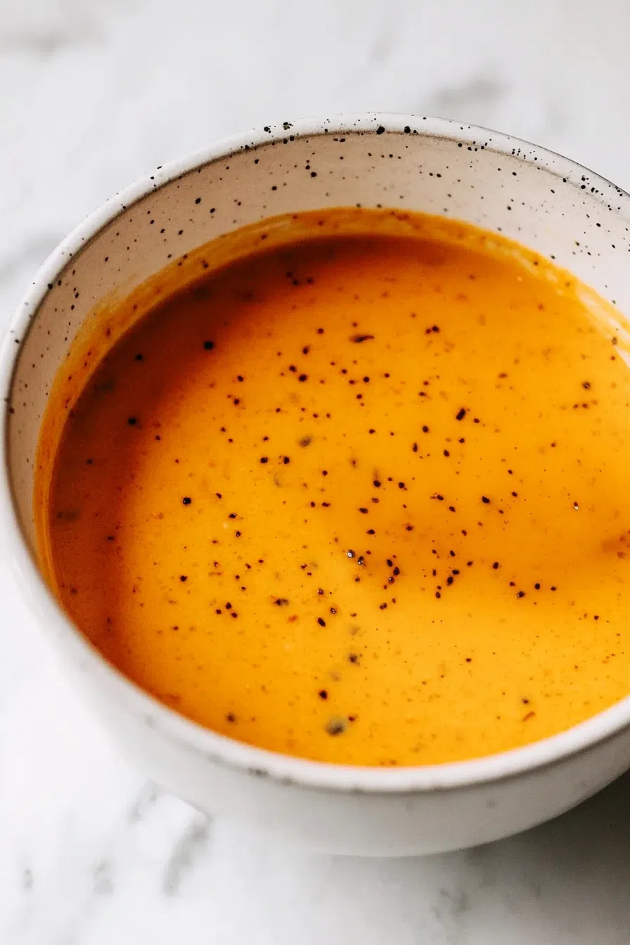 Small bowl of creamy pepper sauce with a smooth texture, ready for dipping.