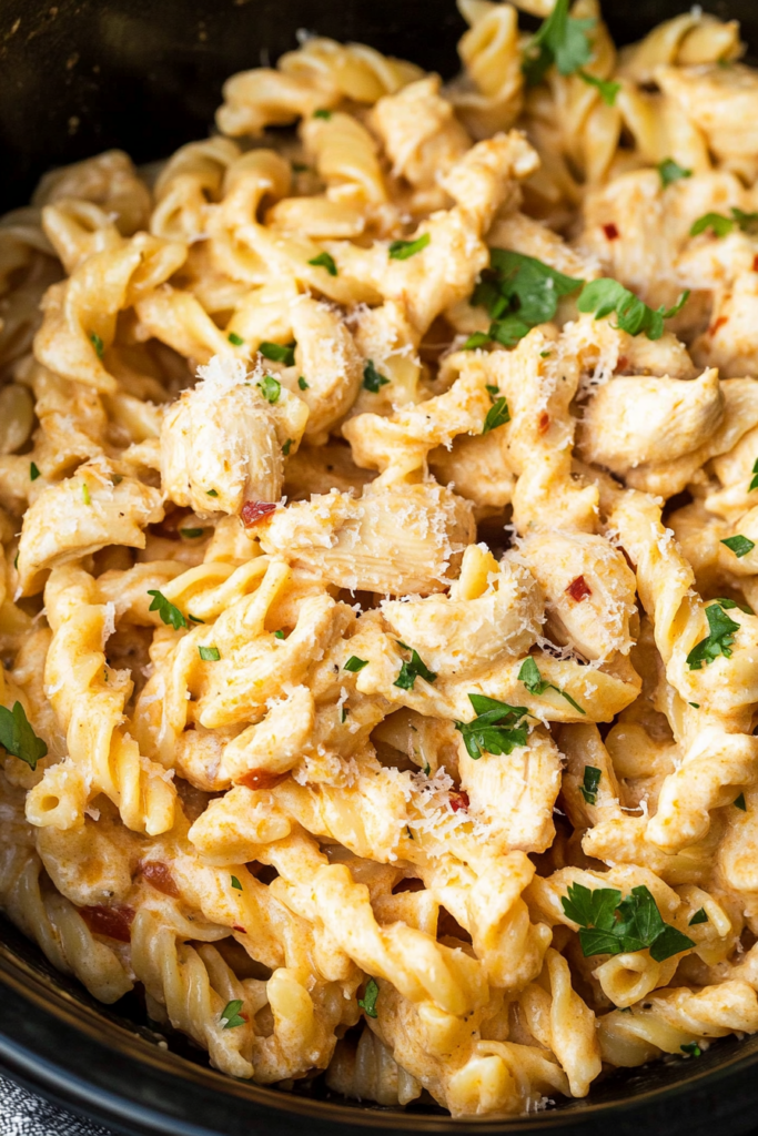 A comforting bowl of pasta topped with parmesan and fresh parsley.