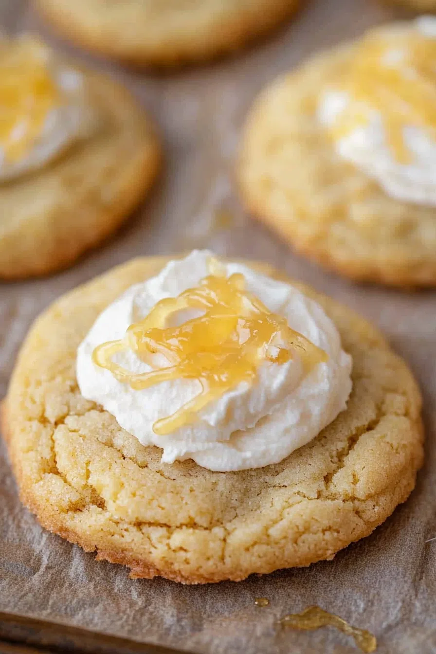 Cookies arranged on a baking sheet, with a golden-brown finish.
