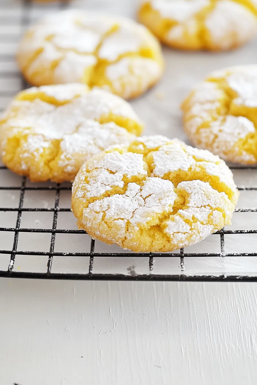 Soft, golden cookies with a dusting of powdered sugar on top.