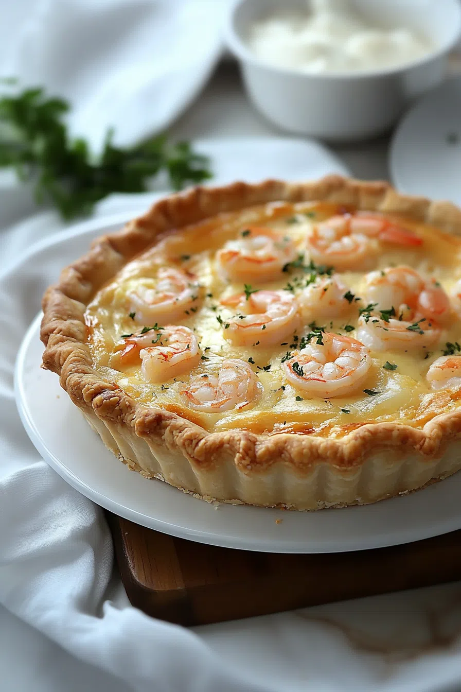 Whole pie with a golden crust, cut to reveal the inside.