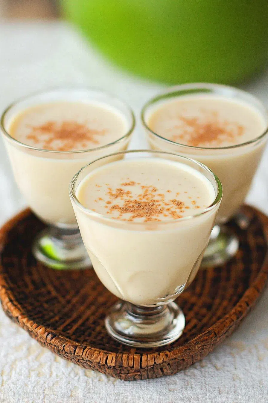 Chilled cremas poured into a glass, ready to be enjoyed as a festive treat.