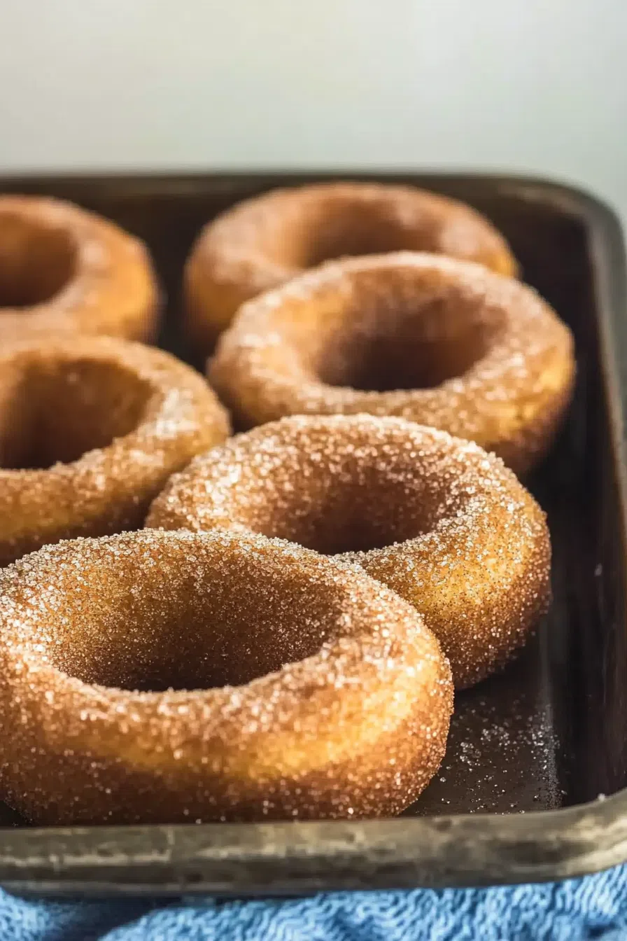 A stack of fluffy donuts, ready to eat.