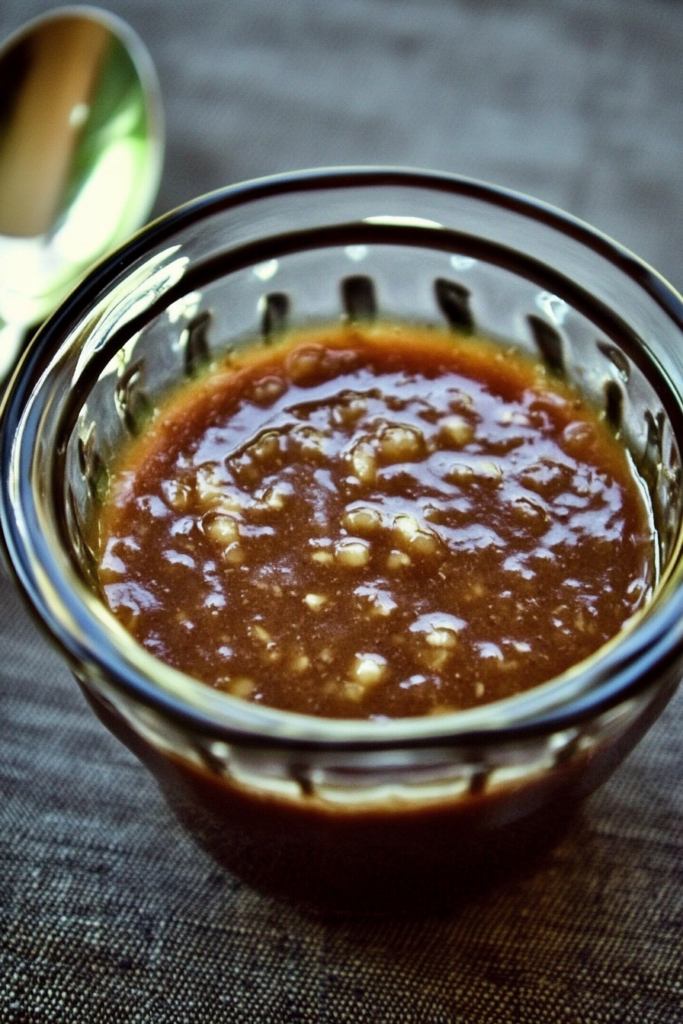 A small bowl filled with a rich, dark sauce, ready for dipping.